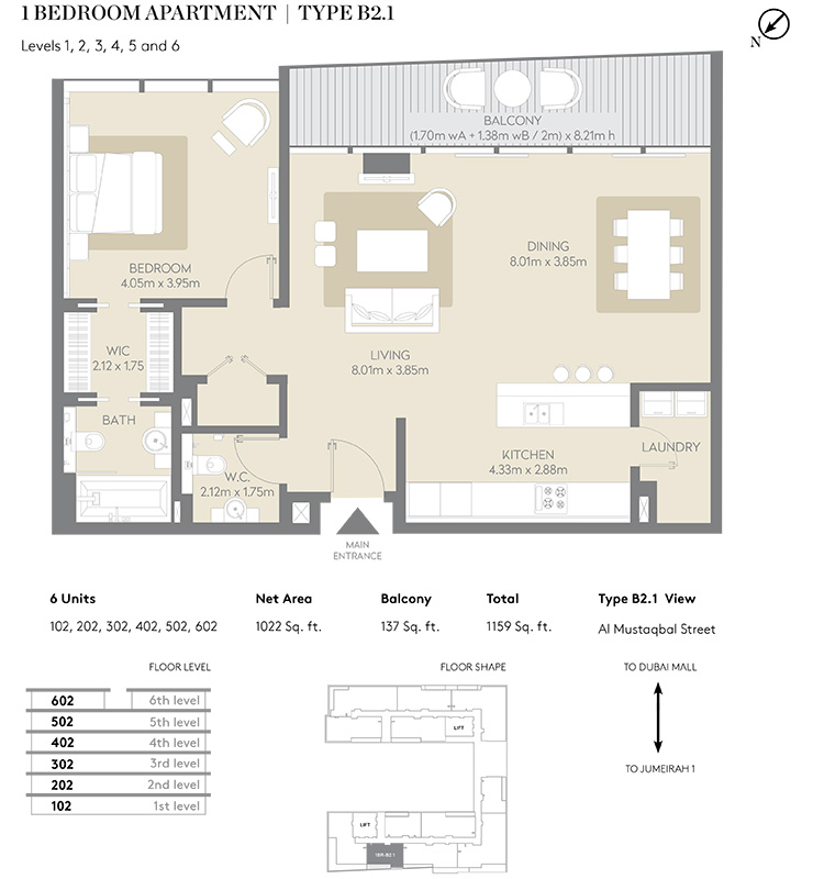 Floor Plan - Meraas City Walk Apartments - Residential building 5
