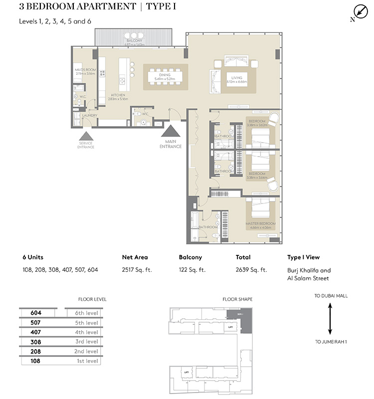 Floor Plan - Meraas City Walk Apartments - Residential building 5